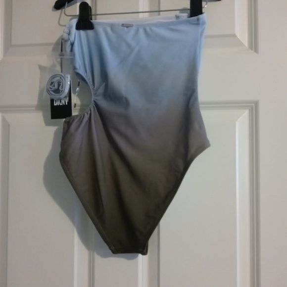 NWT DKNY Ombre Blue Strapless One Piece Swimsuit - Picture 12 of 14